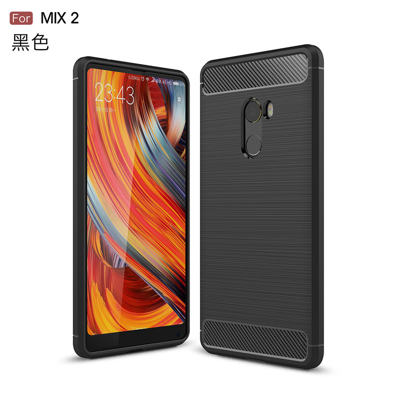 HIGE/小米MIX 2手机壳 个性简约拉丝商务防摔硅胶全包手机壳 适用于小米MIX 2 5.99英寸 黑色