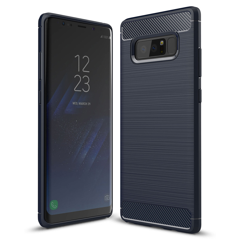 HIGE/三星note8手机壳 个性简约拉丝商务防摔硅胶全包手机保护套 适用于note8 6.3英寸 藏青色