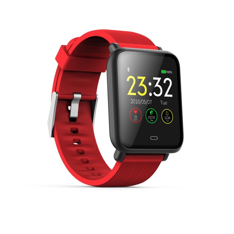 HIGE/苹果安卓无线蓝牙智能手机APP控制通用手表 3D运动健康手环心率血压睡眠监测手环 防水微信QQ来电提醒 艳丽红