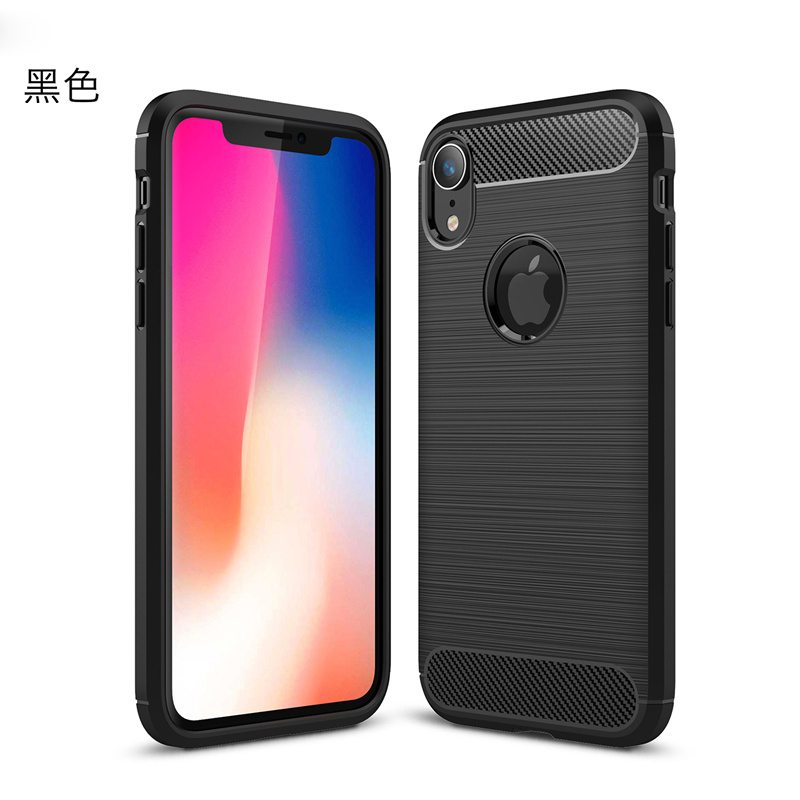 HIGE/苹果iphone XR手机壳 个性简约拉丝防摔商务硅胶全包保护套 适用于苹果XR 6.1英寸 黑色