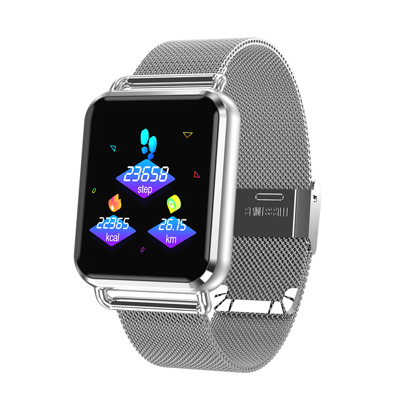 HIGE/Q3运动智能手表 蓝牙计步运动续航睡眠测心率彩屏男女款 适用于苹果安卓小米华为通用 银色钢带款