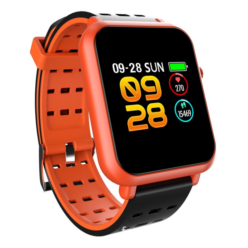 HIGE/Q8mini智能运动手表手环 心率血压计步防水穿戴来电短信提醒 适用于三星小米华为安卓苹果ios通用 橙色