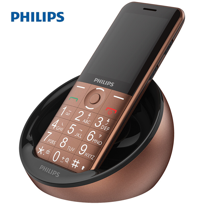 PHILIPS/飞利浦E331手机 双卡双待 移动联通2G老人手机 学生功能备用机 带座充 棕色