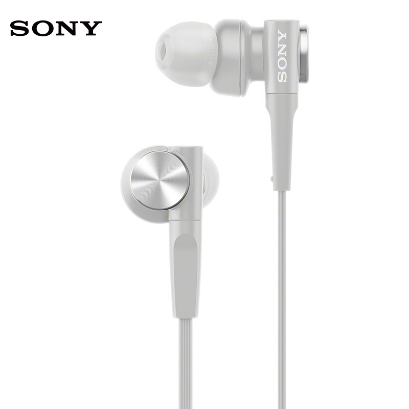 SONY/索尼 MDR-XB55AP 耳机入耳式耳塞重低音通用手机耳机线控带麦 XB55AP 浅灰白