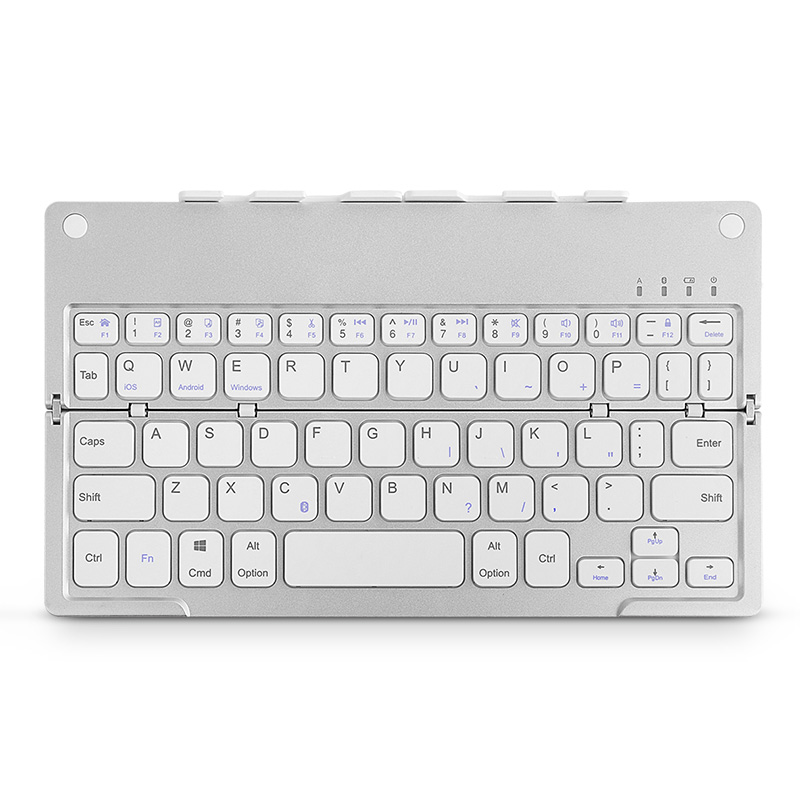 HIGE/无线折叠蓝牙键盘 iPad平板苹果安卓通用手机键盘 可充电便携无声薄膜键盘 银色