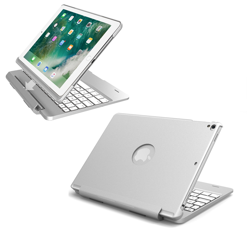 HIGE/无线分体蓝牙键盘 2018新苹果ipad pro 9.7保护套 可拆分式蓝牙键盘套 pro9.7英寸 银色