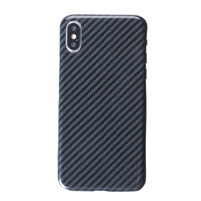 HIGE/苹果X手机保护壳 碳纤维航空材质创意手机壳 iphone X超薄半包手机壳 5.8英寸 亮光黑