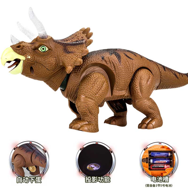 仿真电动恐龙玩具 发光电动恐龙电动下蛋恐龙模型玩具三角龙