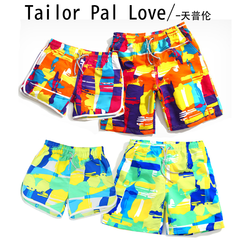 Tailor Pal Love夏季情侣款沙滩裤短裤印花休闲裤宽松大码五分裤男冲浪速干海滩裤1401