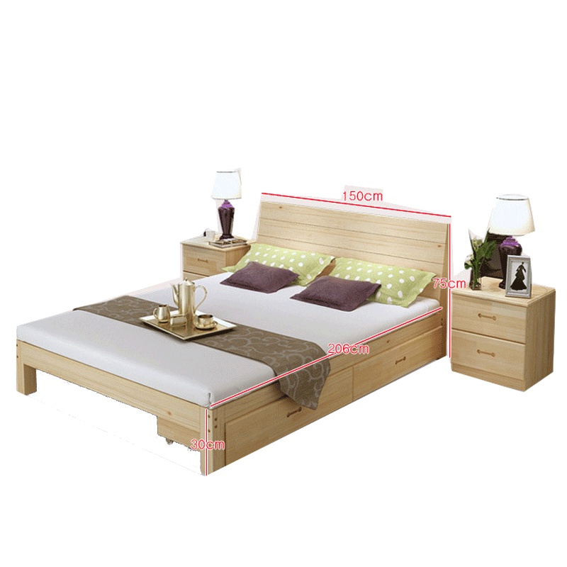 松木床 实木床双人床 升级款 易安装1.8米 1.5米 儿童床1米简约1.2米单人床