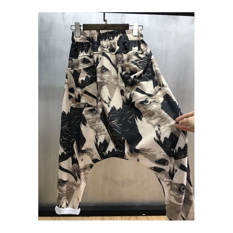 裤运动裤大哈伦裤低档档潮流街舞飞鼠裤花裤子潮休闲嘻哈花色s适合_3