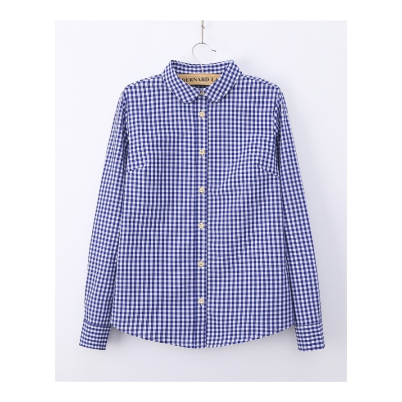 细格子衬衫长袖