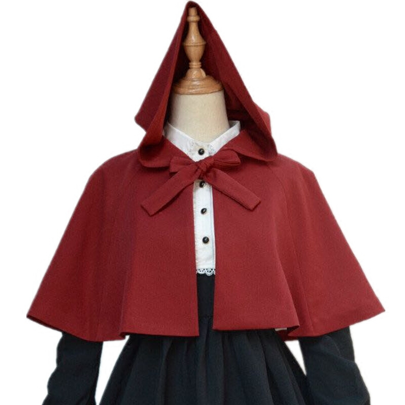 小红帽斗篷披风日常百搭连帽复古ita披肩短外套奶白均碼