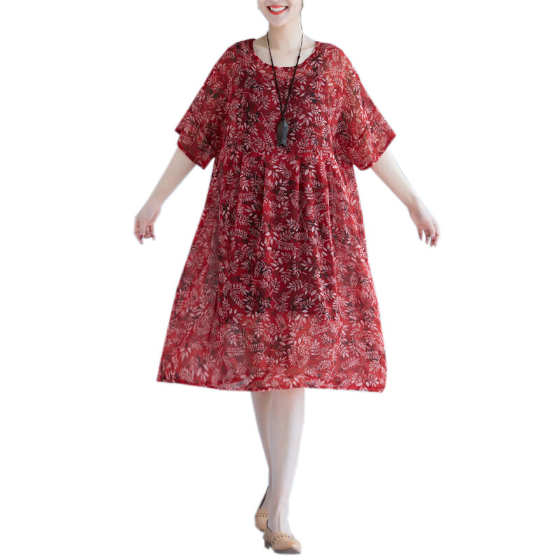 特大码女夏装超肥超大女装300斤250胖mm超大号连衣裙260加肥加大红色