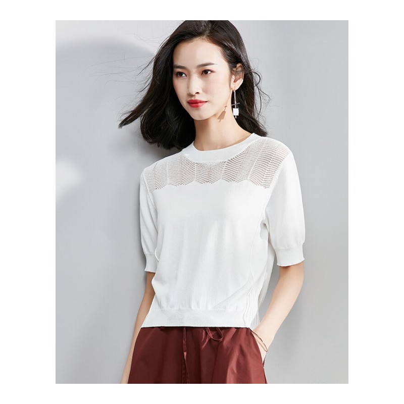 搜索白色镂空短袖上衣的相关店铺