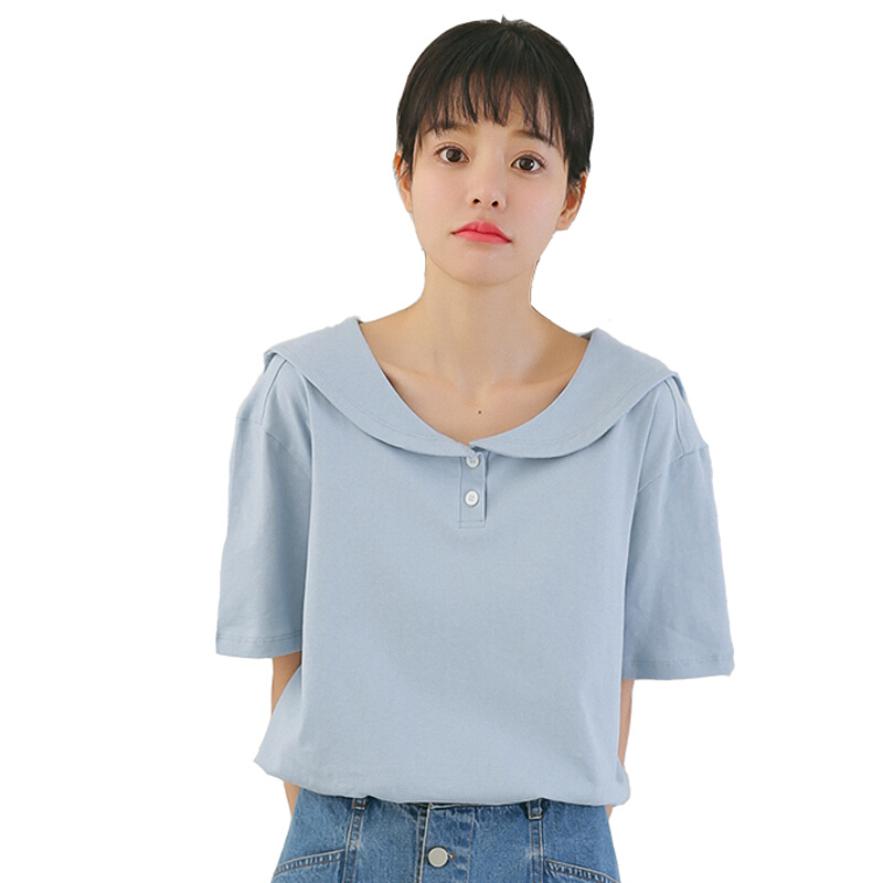 白色娃娃领短袖t恤