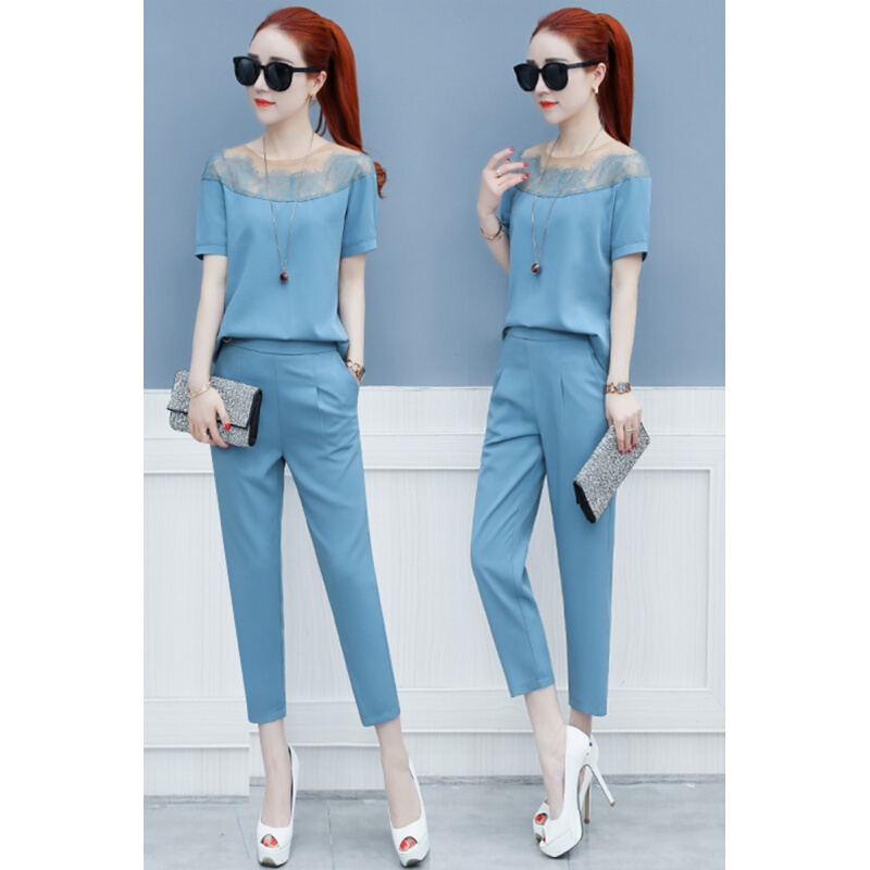 气质时尚套装女夏2018新款女神范裤子夏装港风两件套夏季夏天女装