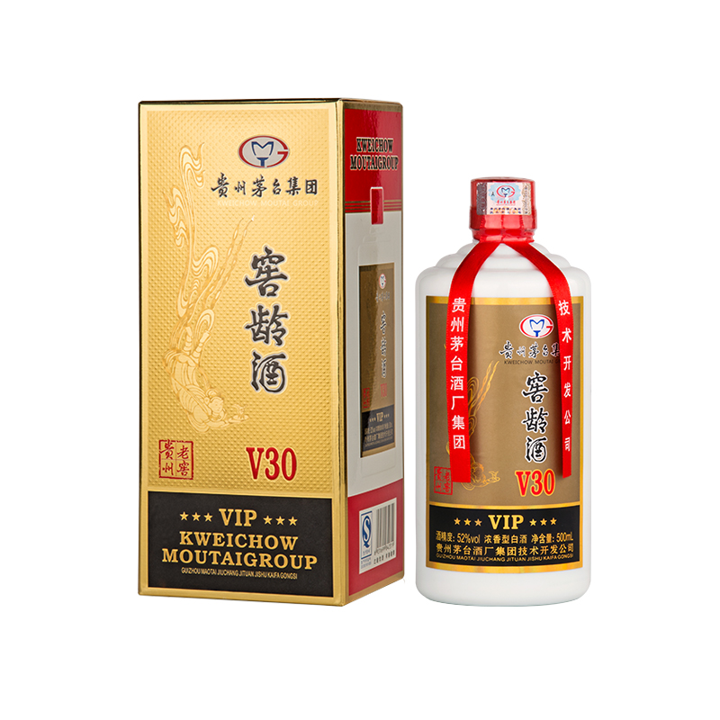 贵州茅台酒厂集团技术开发公司 窖龄酒V30 浓香型52度白酒 500ml*6 整箱装6瓶装 GJM 贵州白酒 贵州老窖