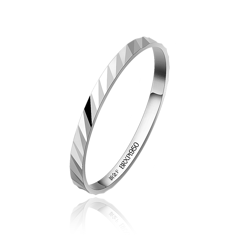 新金珠宝 pt950铂金戒指 菱纹刻面 铂950婚戒 白金女戒 铂金尾戒