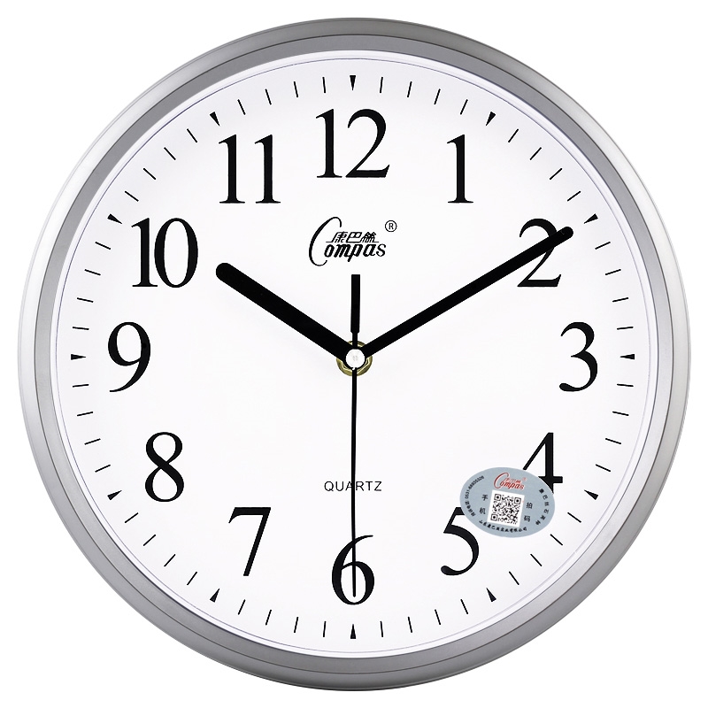 康巴丝(Compas) 挂钟时尚挂钟卧室客厅办公现代时钟表简约创意石英钟表 10英寸(直径25.5厘米) 灰色 抖音