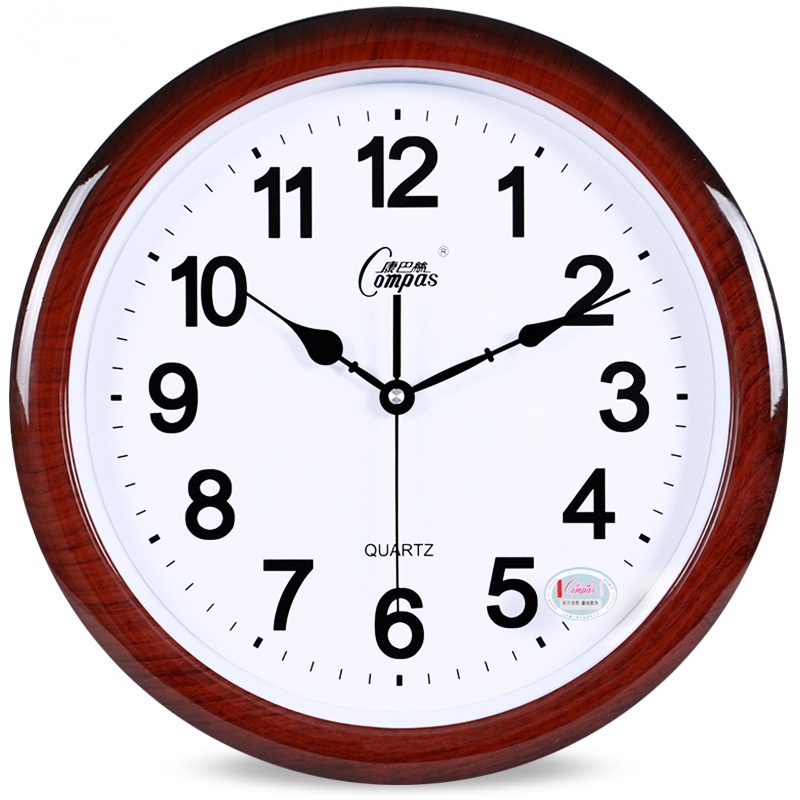 康巴丝(Compas)创意时钟艺术日历石英钟万年历现代壁挂表 16英寸(直径40.5厘米) 木纹色 时尚款(无液晶)