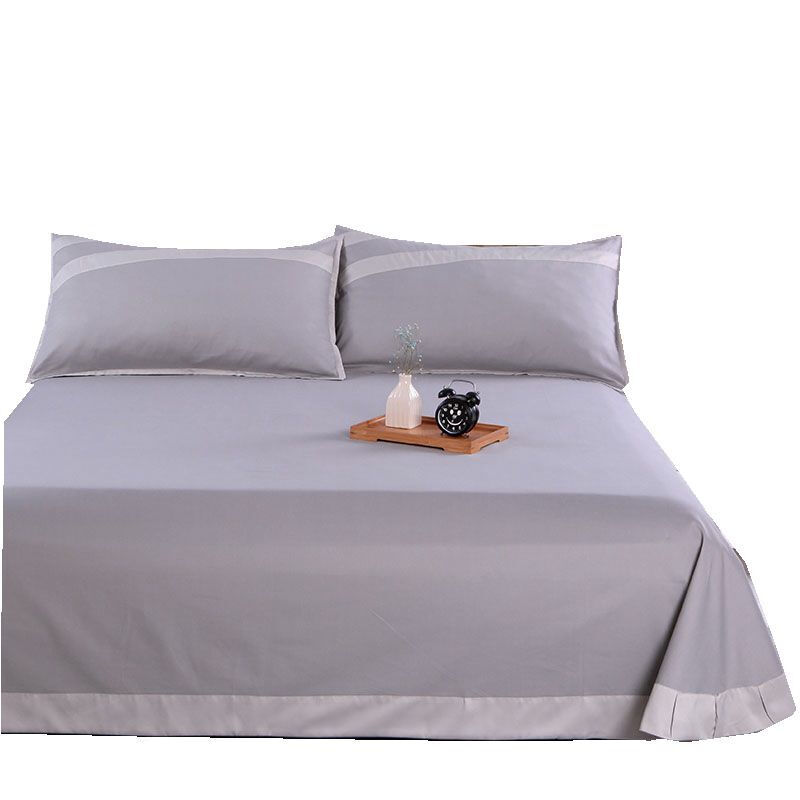 出口棉床单单件简约枕套床单三件套双人纯色被单单人棉床单