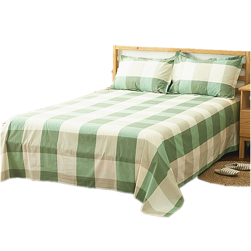 棉加厚老粗布三件套格子条纹帆布凉席床单单件1.51.8米2.0床粉红色红袖