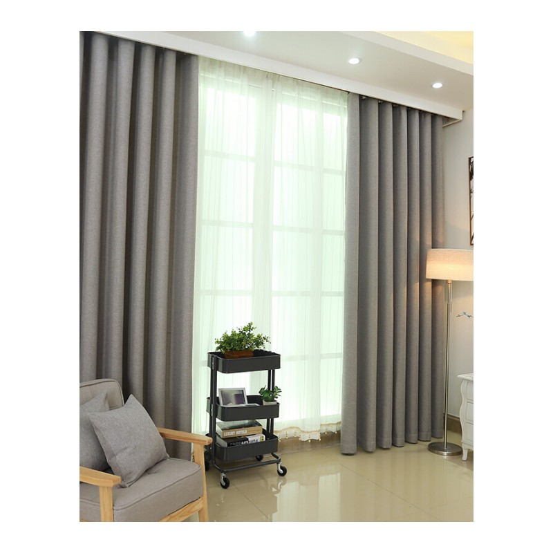窗帘成品新款北欧纯色遮光定制隔热阳台遮阳布卧室客厅简约现代