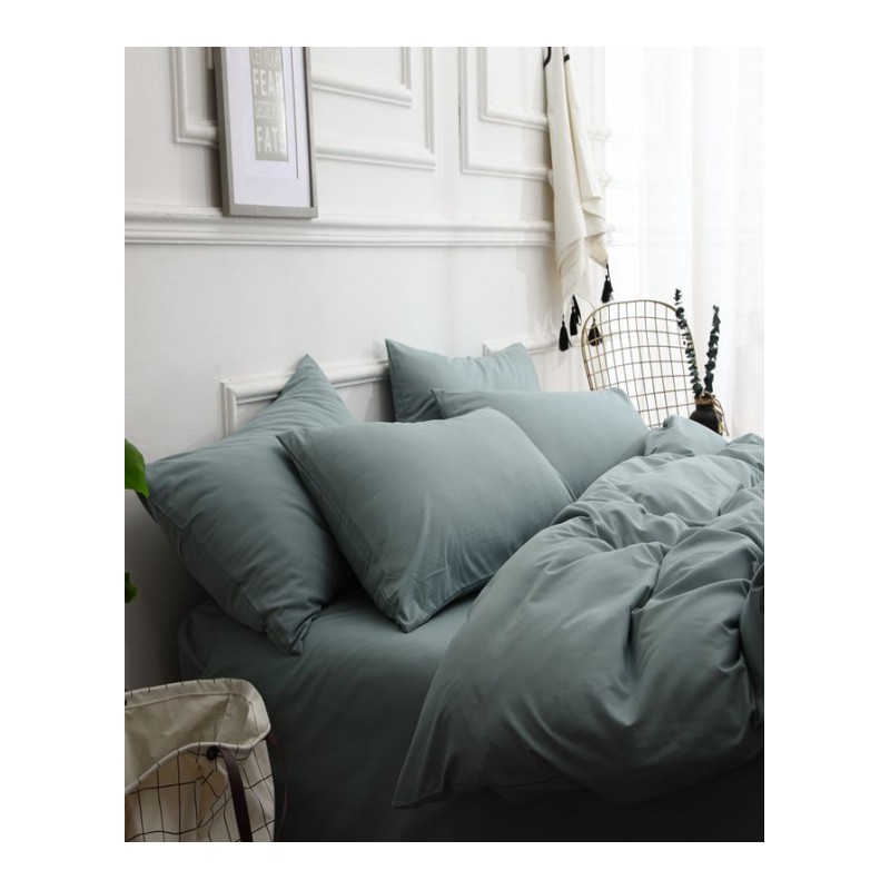 欧式简约ins床笠四件套1.8m纯色网红1.5米床单宿舍三件套