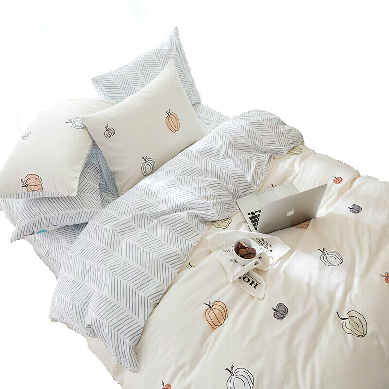 小清新棉四件套棉床单床上用品欧式被套被罩床笠田园三件套提醒:1.2是单只枕套2.0m床(被套220*240)