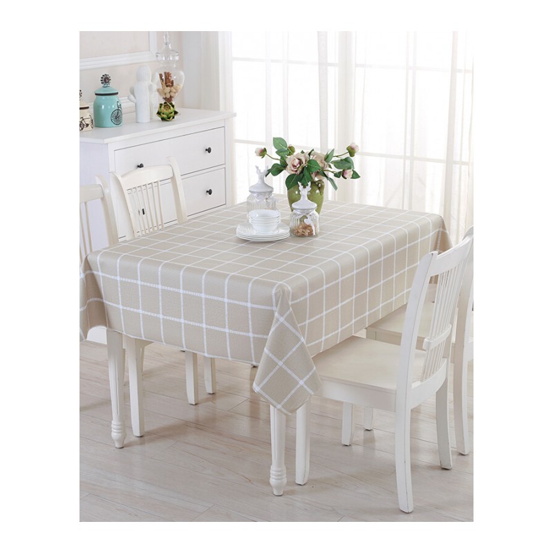 桌布防水防油免洗塑料PVC餐桌布长方形茶几垫田园格子布艺方台布