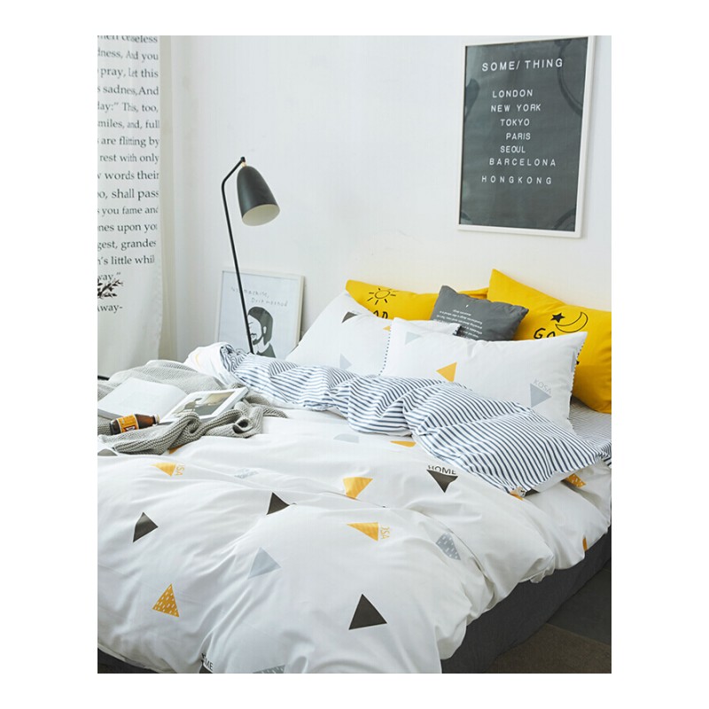 北欧四件套磨毛床上用品1.8m米床单学生三件套公主风被套床笠冬季雅格1.2m被套:160*210cm床单:180