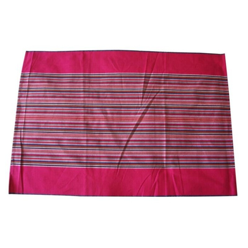 棉老粗布枕头巾棉吸汗透气夏季用条纹枕巾厚实红色可定做
