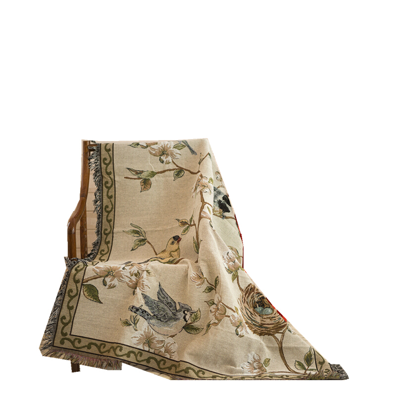 美式沙布欧式花鸟沙巾布艺餐桌布防滑垫盖毯飘窗垫防尘罩