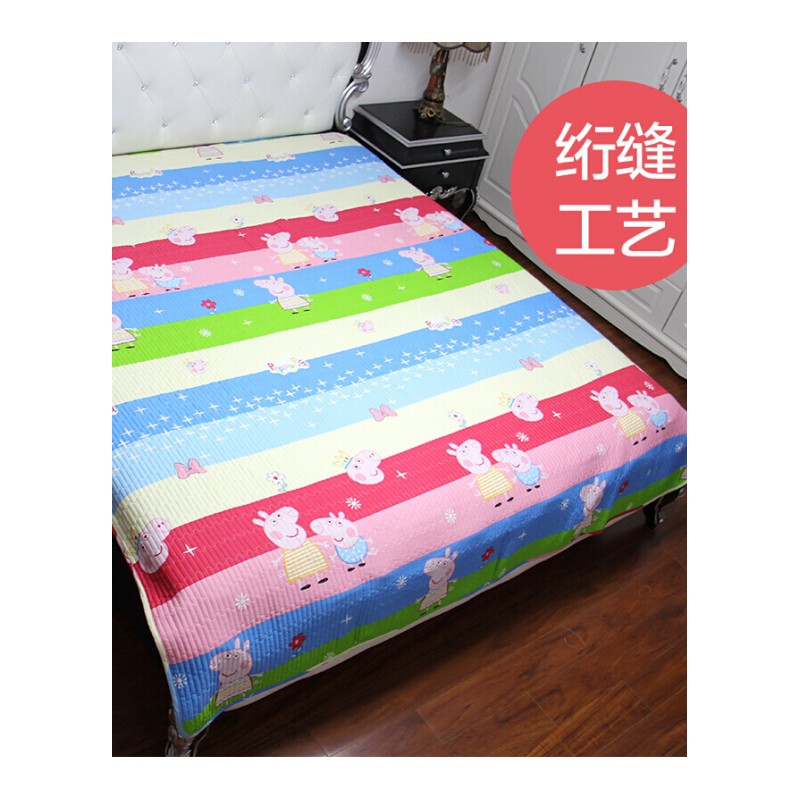 新款韩式棉密道绗缝单件床盖床单床垫夏被桔红色爱情花语-粉200cmx230cm