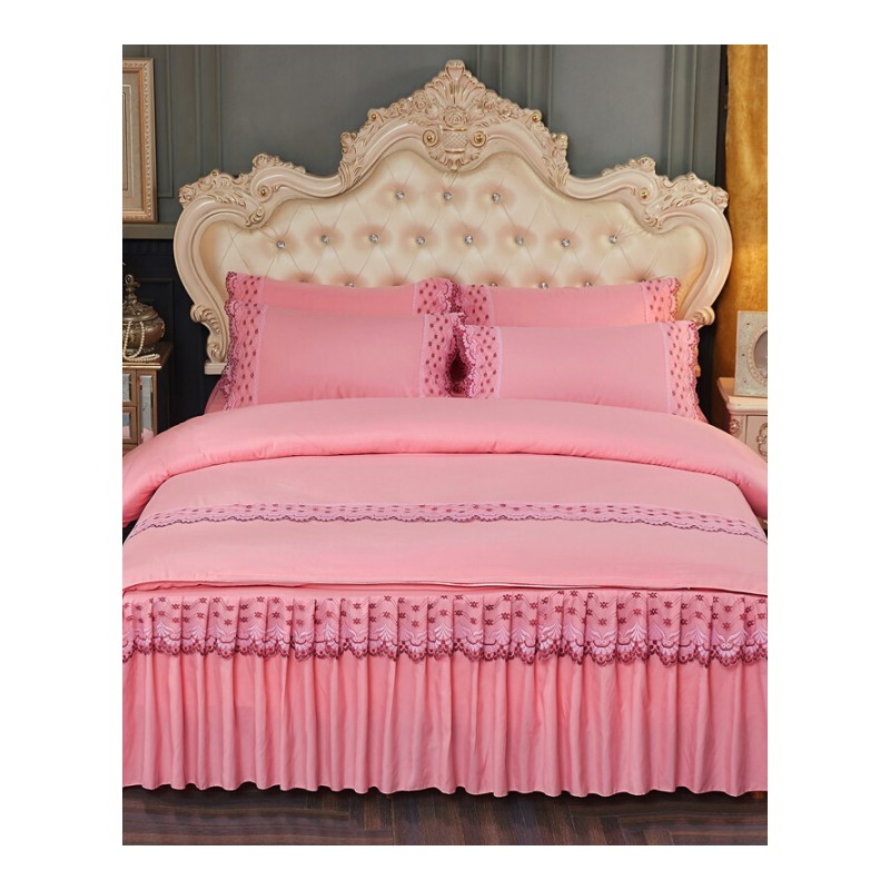 床上用品四件套棉被罩被套床裙1.5米1.8m双人公主风三件套