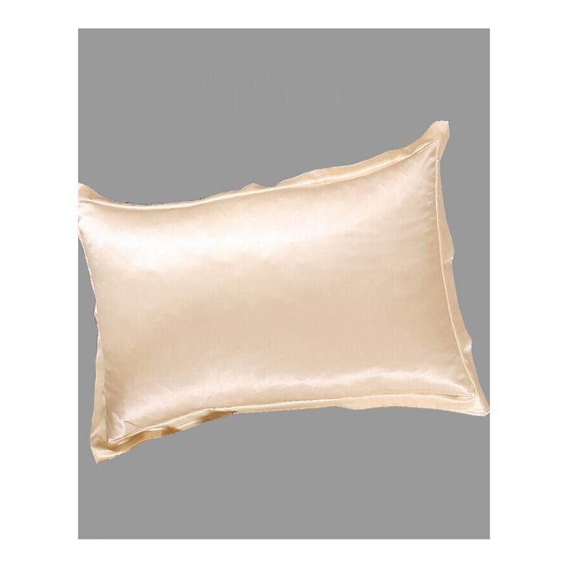 真丝枕套双面枕套单人纯色枕头套丝绸枕巾枕头套一对学生乳白色白色一对48cmX74cm