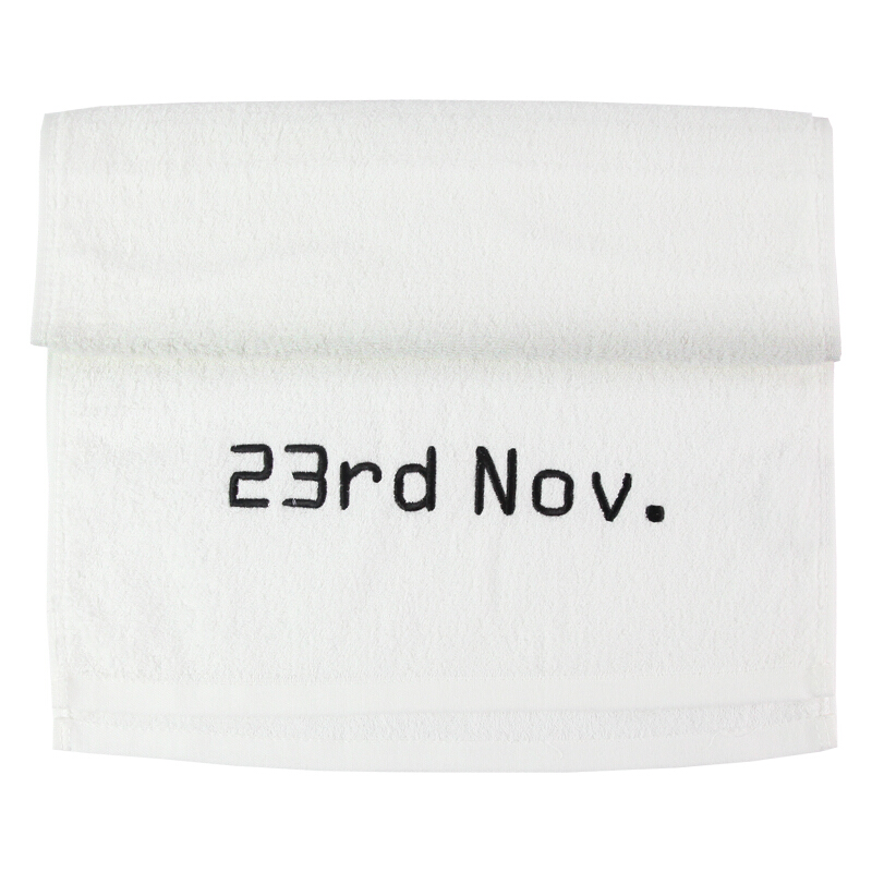 创意情侣结婚家用棉洗脸毛巾婚庆定制日期礼盒套装 白色 35x80cm