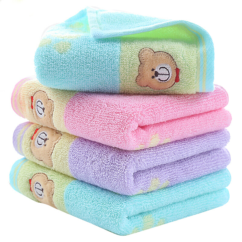 童毛巾2条装柔软吸水卡通童巾家用宝宝洗脸小面巾
