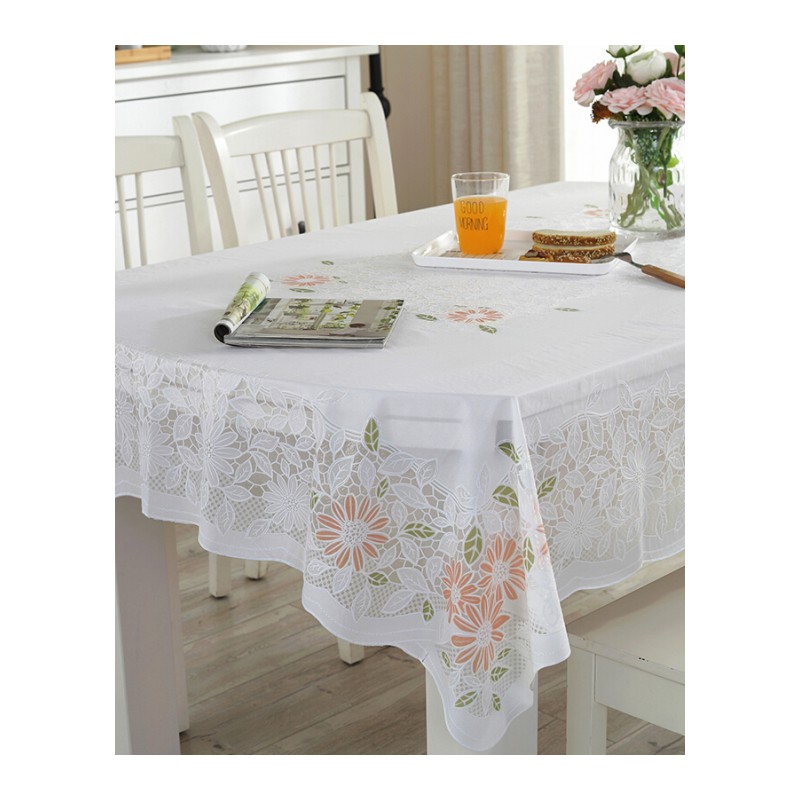 pvc椭圆形餐桌布可折叠伸缩桌桌布防水防烫防油免洗蕾丝塑料台布