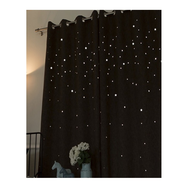 韩式镂空星星动物加厚定制窗帘全遮光客厅卧室ins风格成品窗帘布