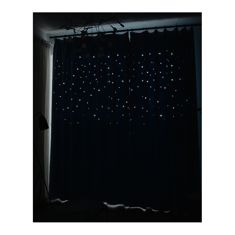 定制窗帘韩式双层遮光镂空星星公主风粉色窗帘卧室客厅窗帘成品