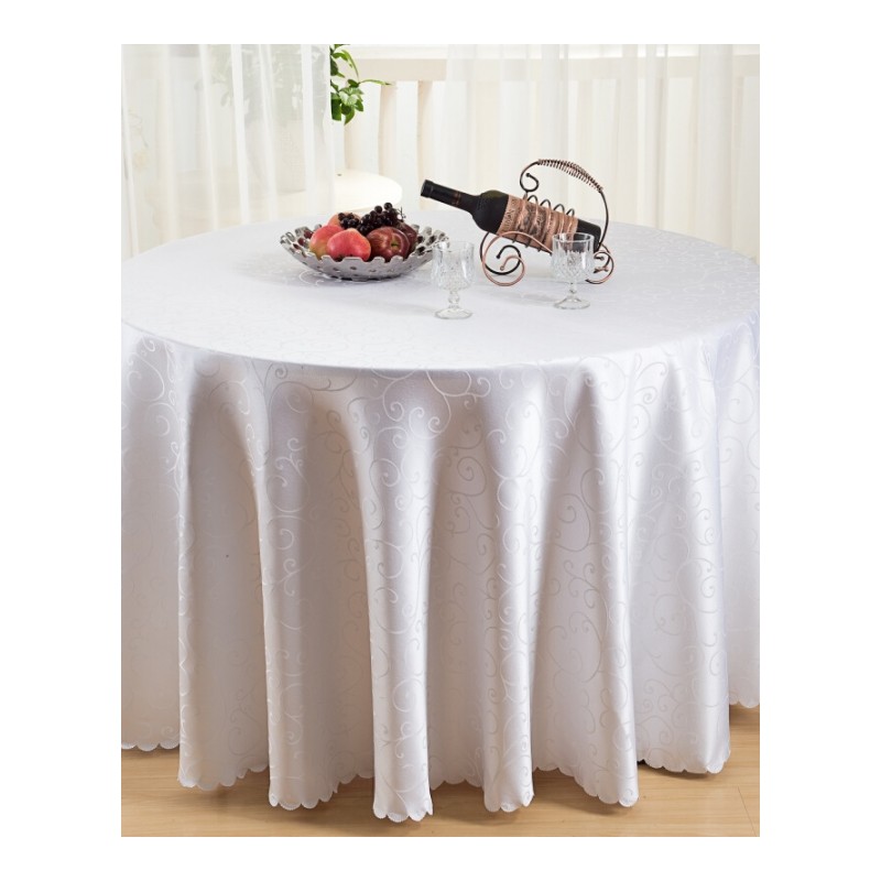 定做婚庆婚礼酒店餐桌布大圆桌饭店台布餐厅圆形桌布长方形布艺白色纯白色