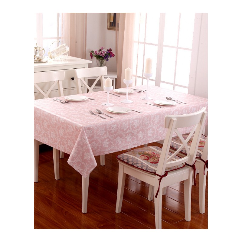 欧式蕾丝pvc防水防油防烫茶几桌布长正方形客厅厨房免洗台布粉色