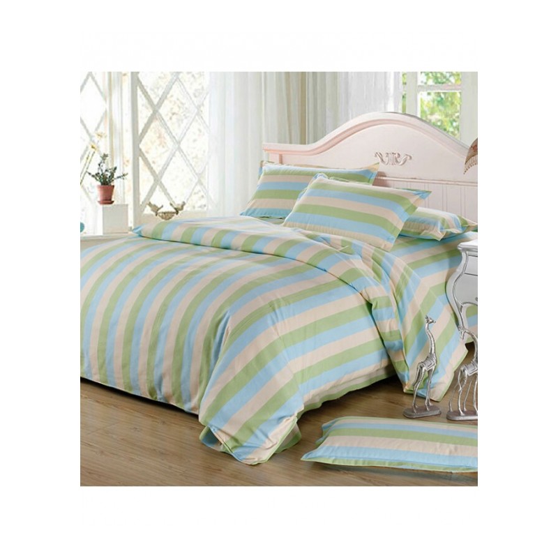 出口法国纯棉手工老粗布床单单人双人条纹枕套被套1.51.8床