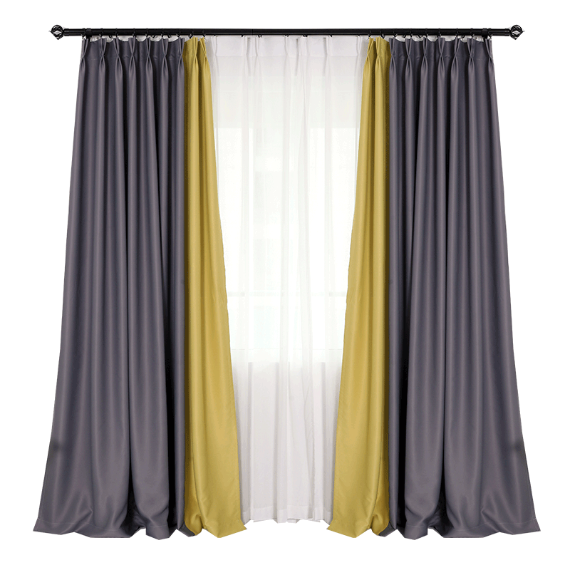 北欧现代ins风全遮光拼色窗帘客厅卧室阳台隔热遮阳定制窗帘成品