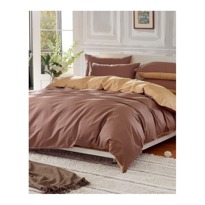 北欧床上用品四件套全棉纯棉纯色床单被套三件套1.8m床笠酒店床品