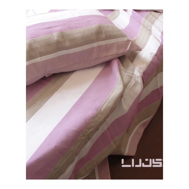 [鲁居士]纯棉老粗布凉席/加厚四季毯床单三件套文艺原创紫色宽条黑点