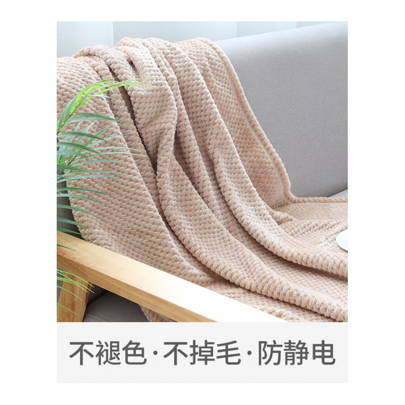 法兰绒毛毯被子珊瑚绒毯薄床单双人午睡盖毯空毯子宿舍毯菠萝格玉石白-双层羊羔绒