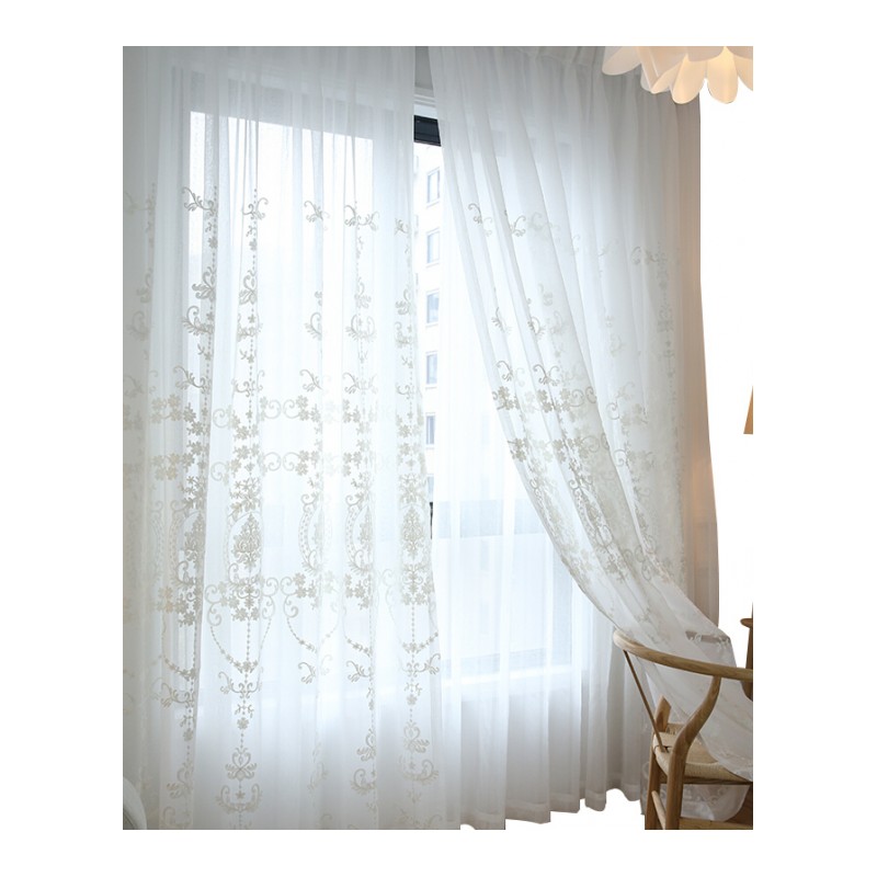欧式窗纱白色蕾丝窗帘纱帘布料短窗帘成品卧室客厅飘窗阳台纱